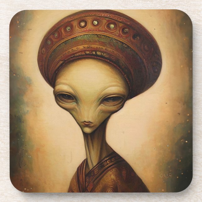 Antique Alien Portrait  Coaster (Front)