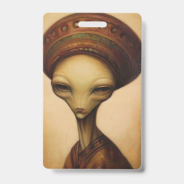 Antique Alien Portrait  ID Badge (Front)