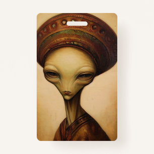 Antique Alien Portrait  ID Badge