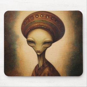 Antique Alien Portrait  Mouse Pad