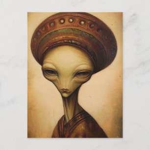 Antique Alien Portrait Postcard