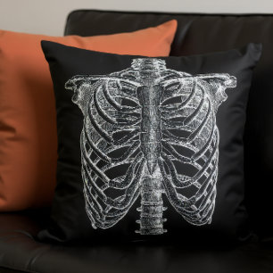 Antique Anatomy Illustration-Creepy Skeleton Torso Cushion
