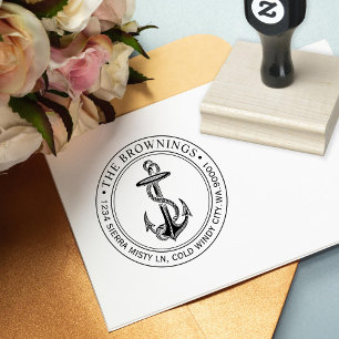 Antique Anchor Address Rubber Stamp