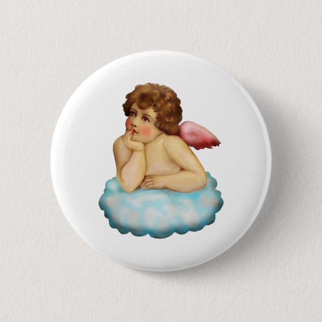antique angel cherub 6 cm round badge (Front)