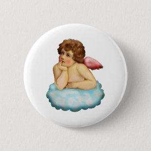antique angel cherub 6 cm round badge