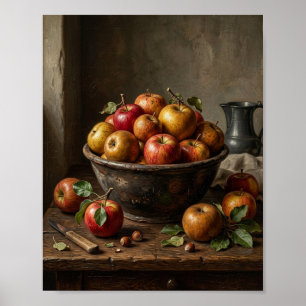 Antique Apple Harvest Kitchen Still Life I Poster