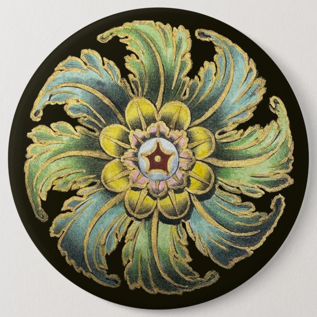 Antique Architectural Rosette No. 1 6 Cm Round Badge (Front)