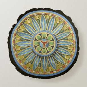 Antique Architectural Rosette No. 2 Round Cushion