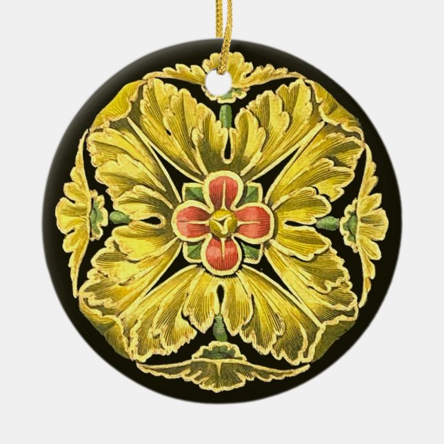 Antique Architectural Rosette No. 3 Ceramic Tree Decoration (Front)