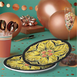 Antique Architectural Rosette No. 3 Paper Plate