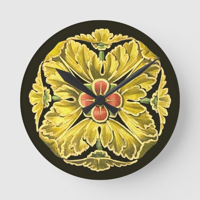 Antique Architectural Rosette No. 3 Round Clock (Front)