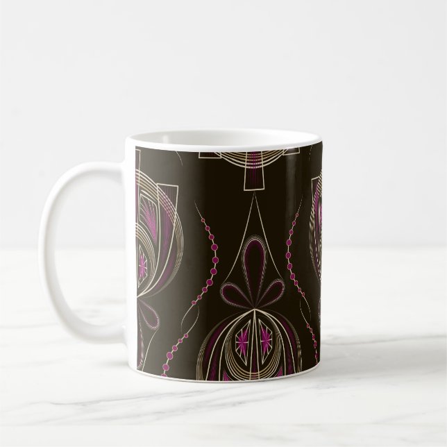 Antique Art Deco Geometric Ornament Coffee Mug (Left)