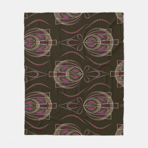 Antique Art Deco Geometric Ornament Fleece Blanket