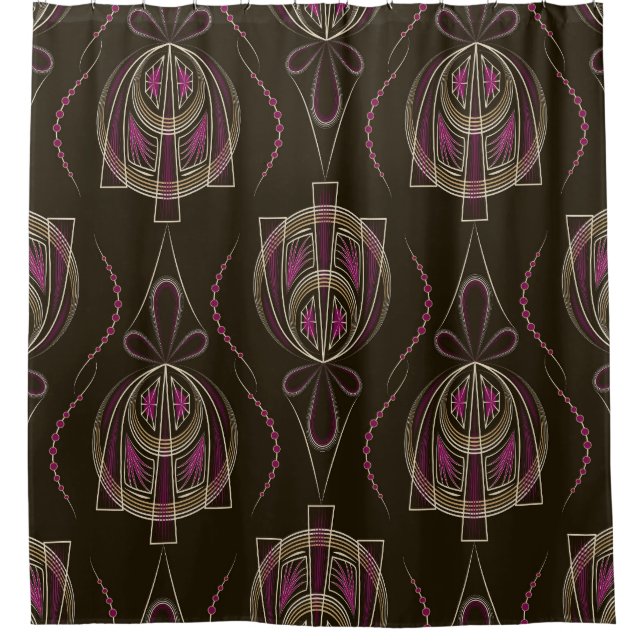 Antique Art Deco Geometric Ornament Shower Curtain (Front)