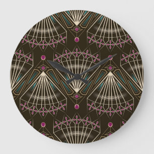 Antique art deco, geometric pattern large clock