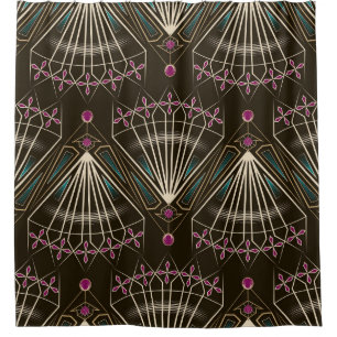 Antique art deco, geometric pattern shower curtain