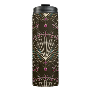 Antique art deco, geometric pattern thermal tumbler