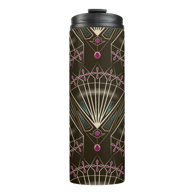 Antique art deco, geometric pattern thermal tumbler (Front)