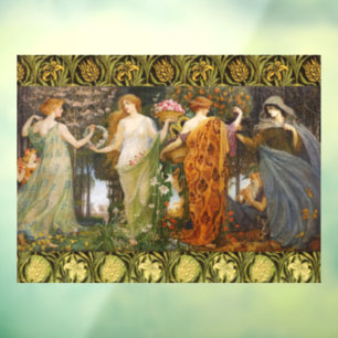 Antique Art Nouveau Four Seasons by Walter Crane