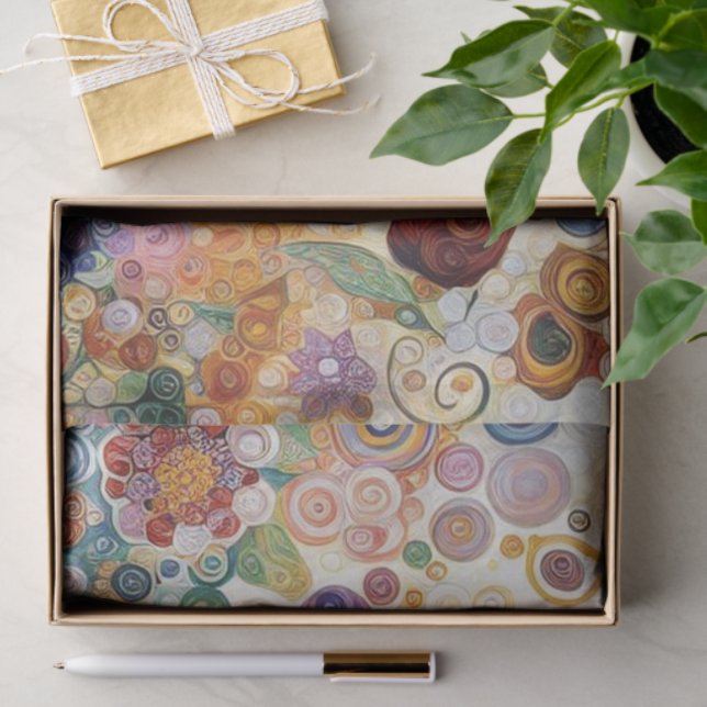 Antique Art Nouveau Style Fine Art Floral Painting Tissue Paper (Gift)