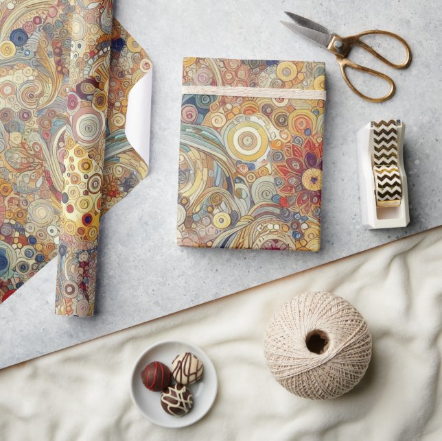 Antique Art Nouveau Style Fine Art Floral Painting Wrapping Paper (Crafts)