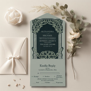 Antique  Art Nouveau Wedding All In One Invitation