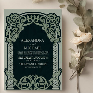 Antique Art Nouveau Wedding Invitation