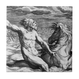 Antique art poseidon fantasy tile