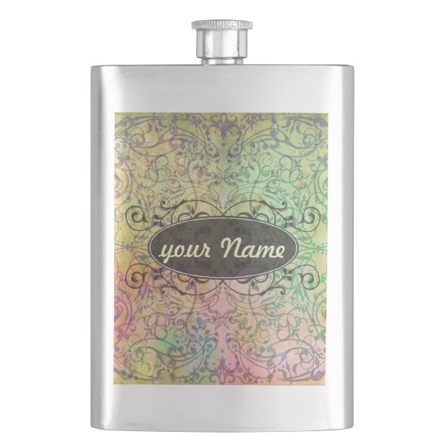 Antique ARTs Ornament Pattern for your Design Hip Flask (Front)