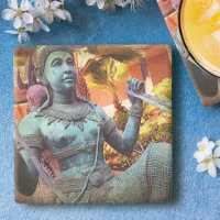 Antique Asian Turquoise Warrior Statue Photo Bold