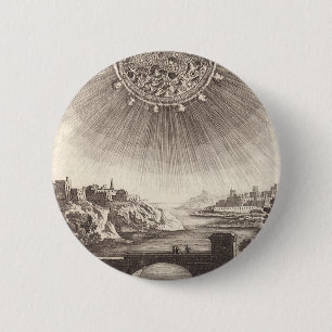 Antique Astronomy Sky with Sun by Allain Mallet 6 Cm Round Badge