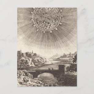 Antique Astronomy Sky with Sun by Allain Mallet Postcard
