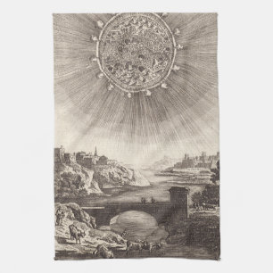 Antique Astronomy Sky with Sun by Allain Mallet Tea Towel