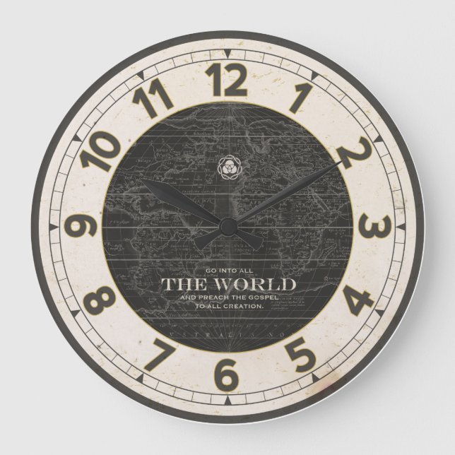 ANTIQUE ATLAS WORLD MAP LARGE CLOCK (Front)