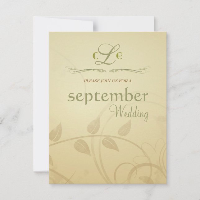 Antique Autumn Wisps - Fall Wedding Invitations (Front)