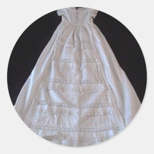 Antique Ayrshire Lace Chrstening gown Classic Round Sticker
