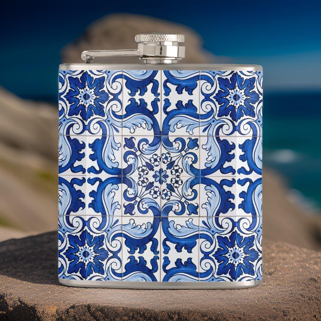 Antique Azulejo Pattern Hip Flask (Creator Uploaded)