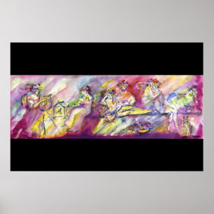 ANTIQUE BACCHANAL SCENE WITH MUSIC POSTER