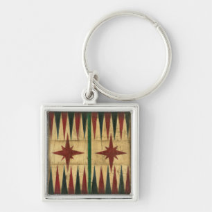 Antique Backgammon Game Board by Ethan Harper Key Ring