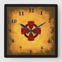 Antique Background Red Celtic Cross Wall Clock