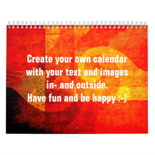 Antique Background Spirals orange + your text & co Calendar