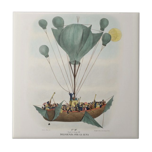 Antique Balloon Air Ship Artwork Tile (Front)