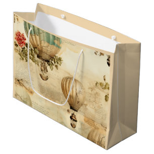 Antique Balloon Peony Botanical Travel Large Gift Bag