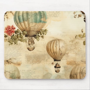 Antique Balloon Peony Botanical Travel Mouse Pad