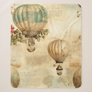 Antique Balloon Peony Botanical Travel Sherpa Blanket
