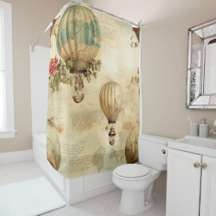 Antique Balloon Peony Botanical Travel Shower Curtain