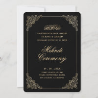 Antique Baroque Gold Script Black Mehndi Ceremony