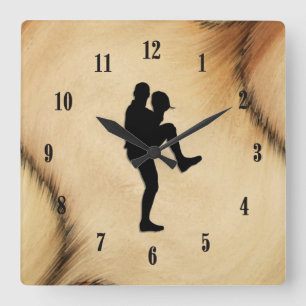 Antique Baseball Player Pitcher Windup Square Wall Clock