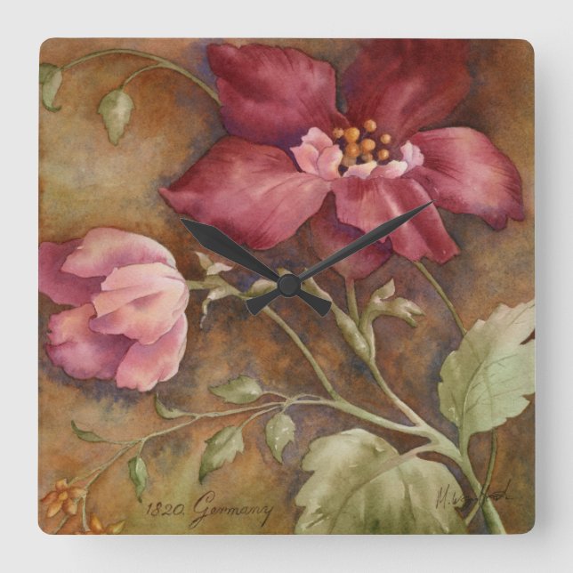 Antique Beauties I Square Wall Clock (Front)