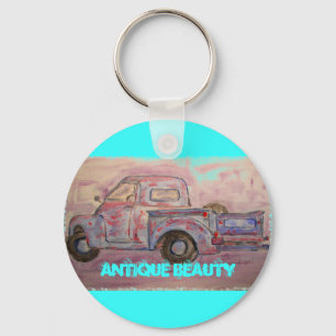 antique beauty blue patina truck key ring
